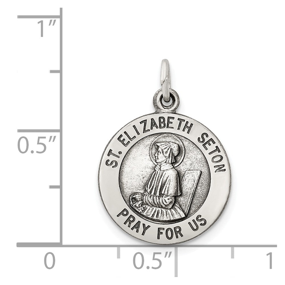Million Charms 925 Sterling Silver Antiqued Religious Saint Elizabeth Seton Medal