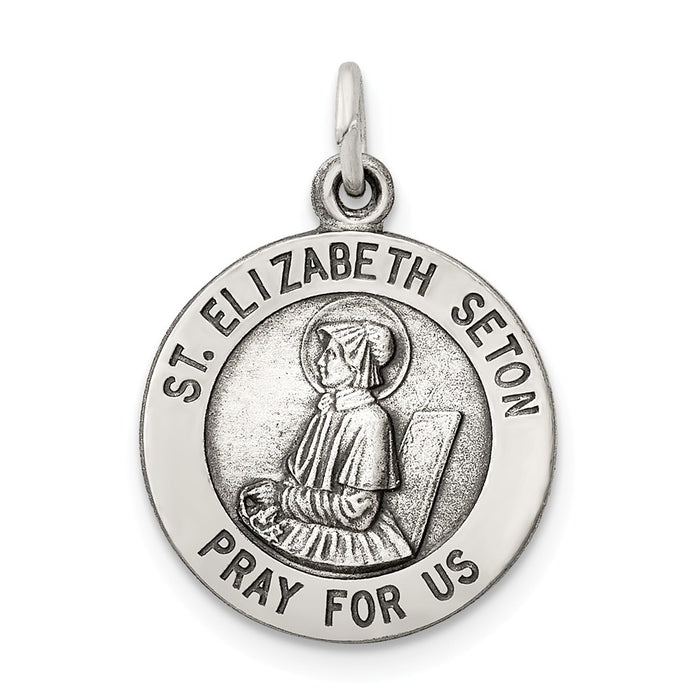 Million Charms 925 Sterling Silver Antiqued Religious Saint Elizabeth Seton Medal