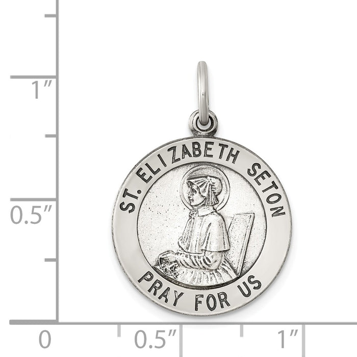 Million Charms 925 Sterling Silver Antiqued Religious Saint Elizabeth Seton Medal