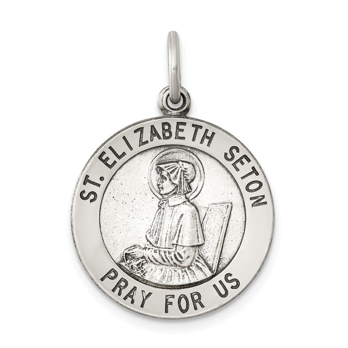 Million Charms 925 Sterling Silver Antiqued Religious Saint Elizabeth Seton Medal