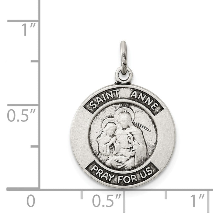 Million Charms 925 Sterling Silver Antiqued Religious Saint Anne Medal