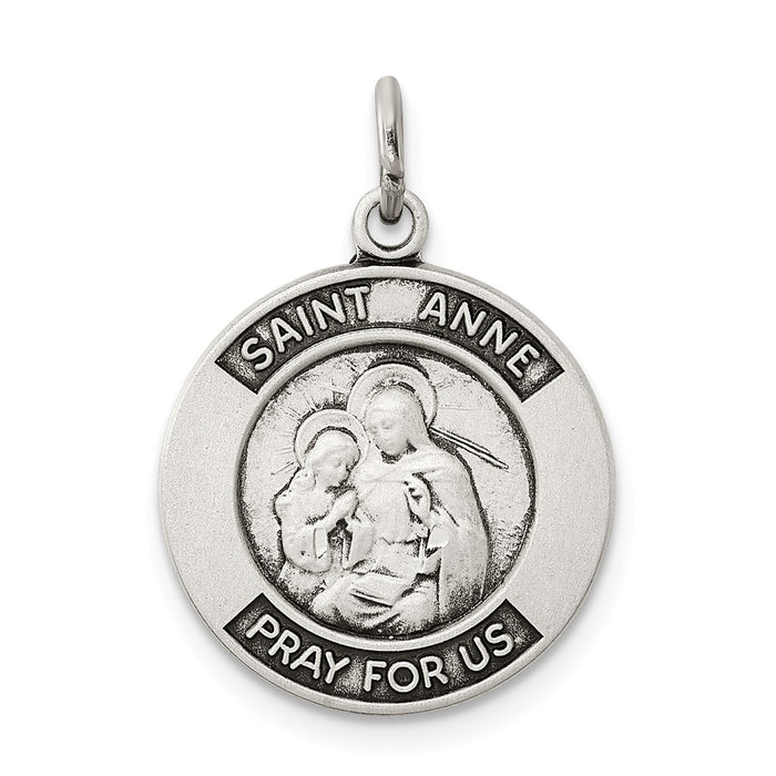 Million Charms 925 Sterling Silver Antiqued Religious Saint Anne Medal