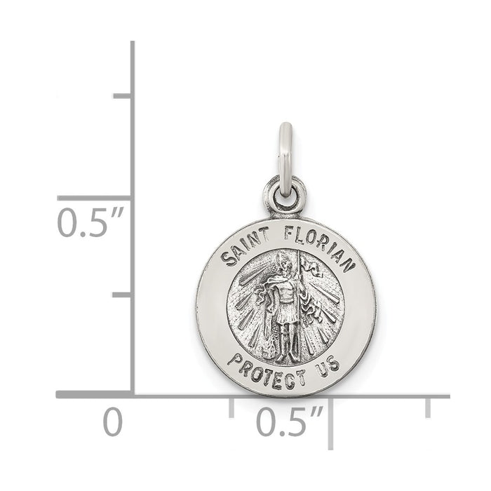 Million Charms 925 Sterling Silver Antiqued Religious Saint Florian Medal