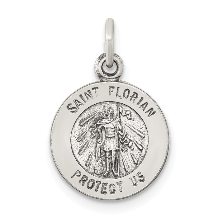 Million Charms 925 Sterling Silver Antiqued Religious Saint Florian Medal