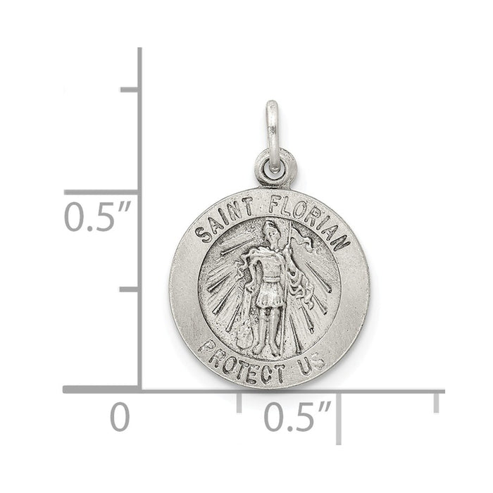 Million Charms 925 Sterling Silver Antiqued Religious Saint Florian Medal