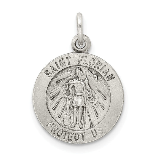 Million Charms 925 Sterling Silver Antiqued Religious Saint Florian Medal