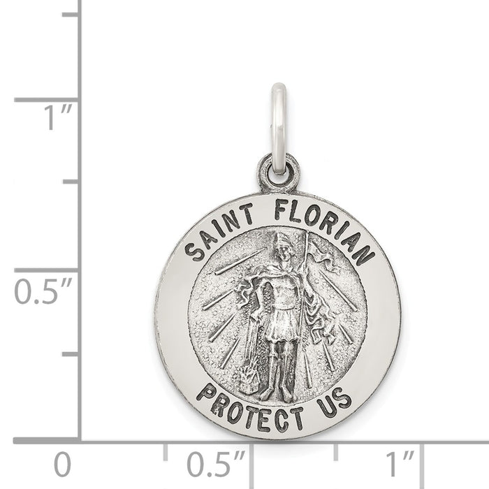 Million Charms 925 Sterling Silver Antiqued Religious Saint Florian Medal