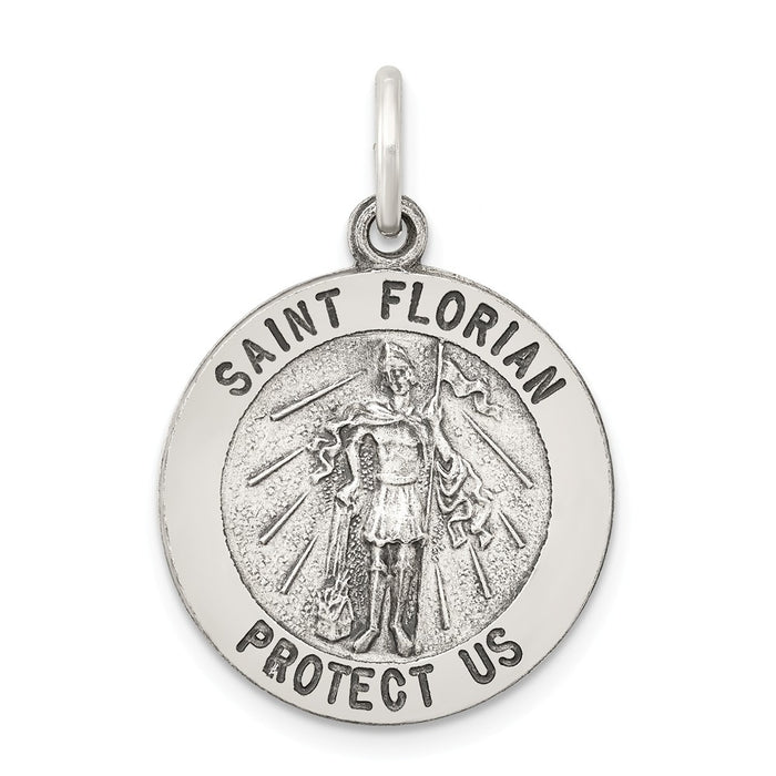 Million Charms 925 Sterling Silver Antiqued Religious Saint Florian Medal