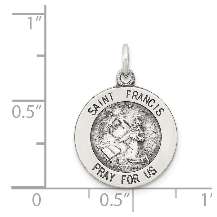 Million Charms 925 Sterling Silver Antiqued Religious Saint Francis Medal