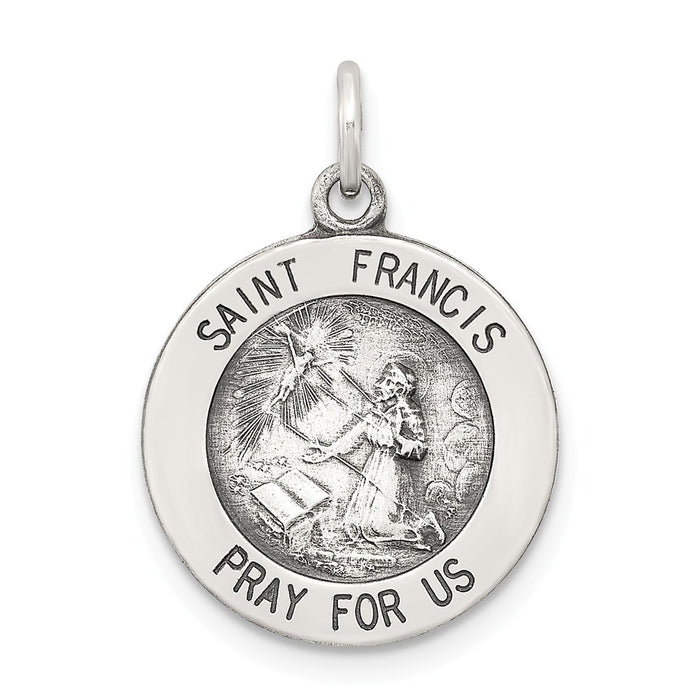Million Charms 925 Sterling Silver Antiqued Religious Saint Francis Medal