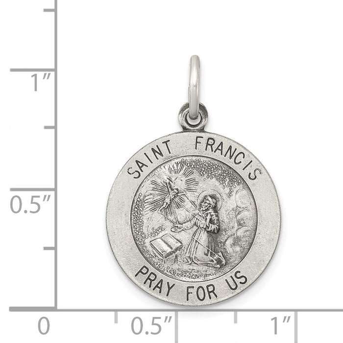 Million Charms 925 Sterling Silver Antiqued Religious Saint Francis Medal