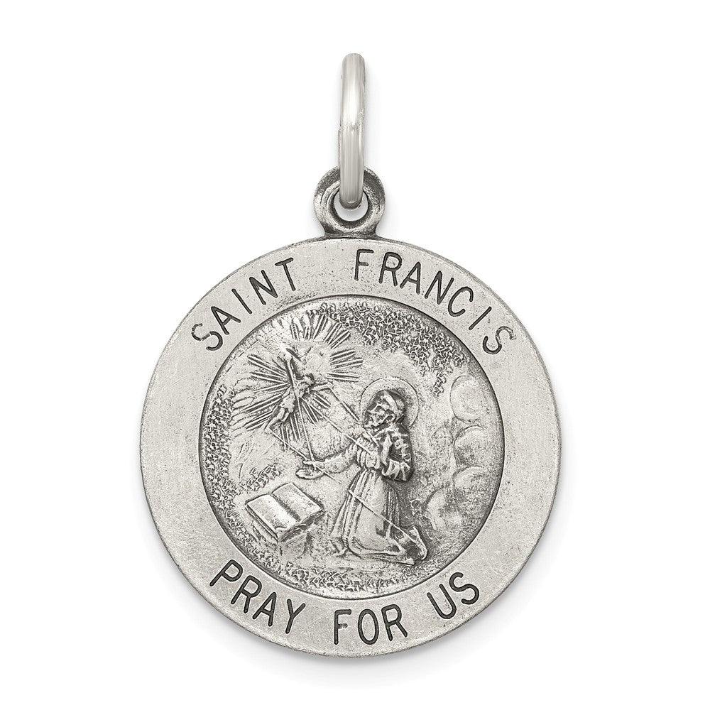 Million Charms 925 Sterling Silver Antiqued Religious Saint Francis Medal