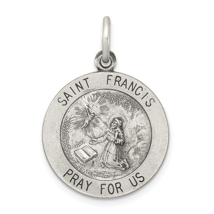 Million Charms 925 Sterling Silver Antiqued Religious Saint Francis Medal