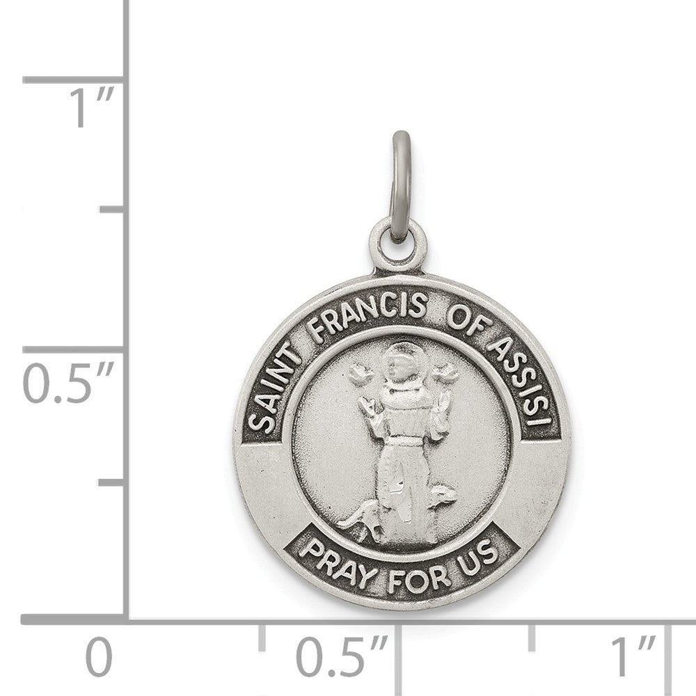 Million Charms 925 Sterling Silver Antiqued Religious Saint Francis Of Assisi Medal