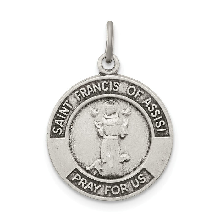 Million Charms 925 Sterling Silver Antiqued Religious Saint Francis Of Assisi Medal