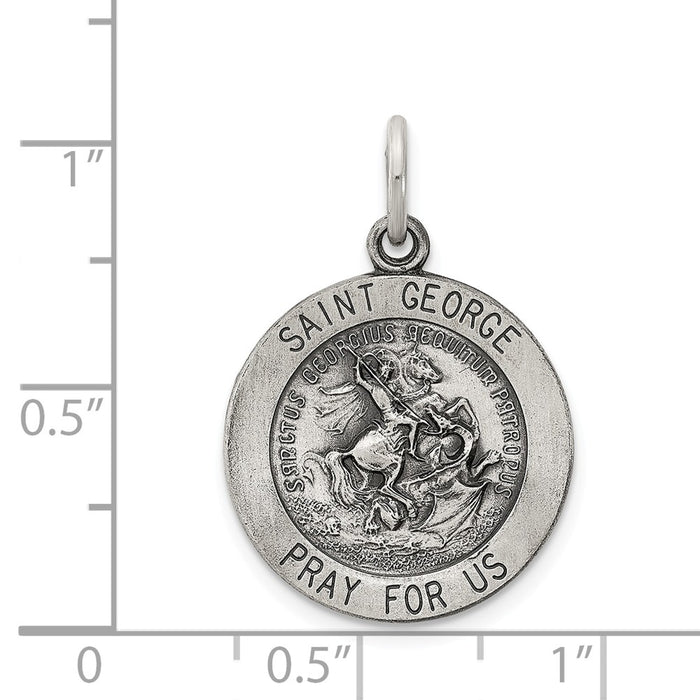 Million Charms 925 Sterling Silver Antiqued Religious Saint George Medal