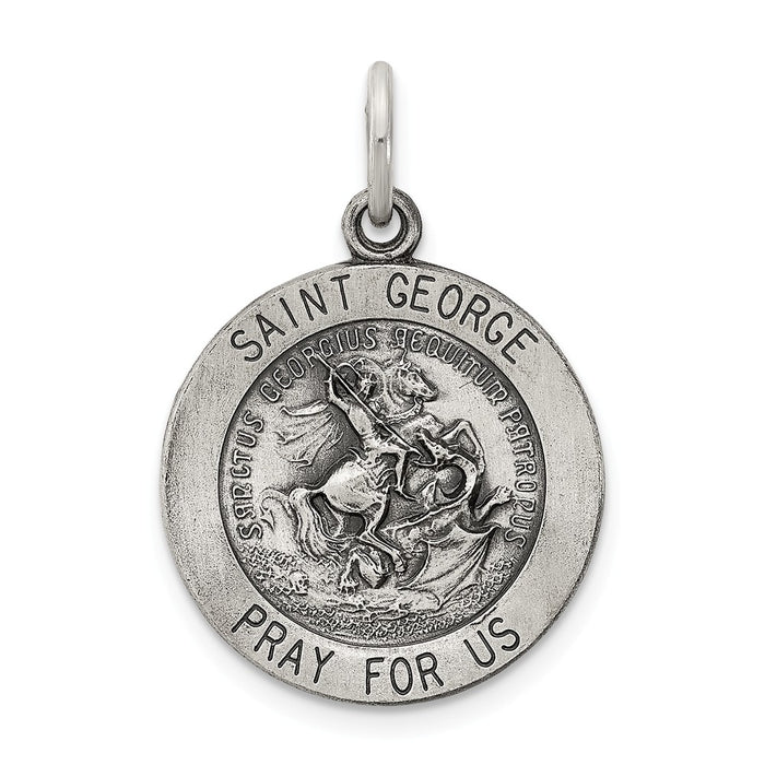 Million Charms 925 Sterling Silver Antiqued Religious Saint George Medal