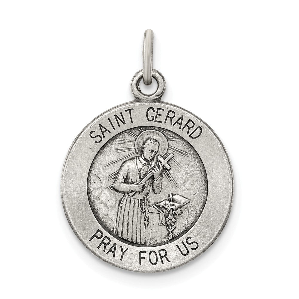 Million Charms 925 Sterling Silver Antiqued Religious Saint Gerard Medal
