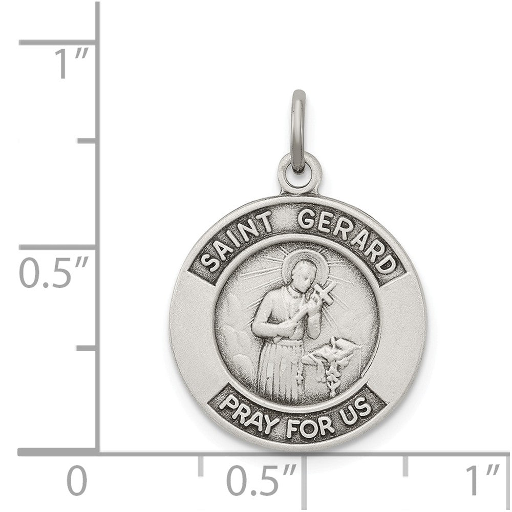 Million Charms 925 Sterling Silver Antiqued Religious Saint Gerard Medal Pendant