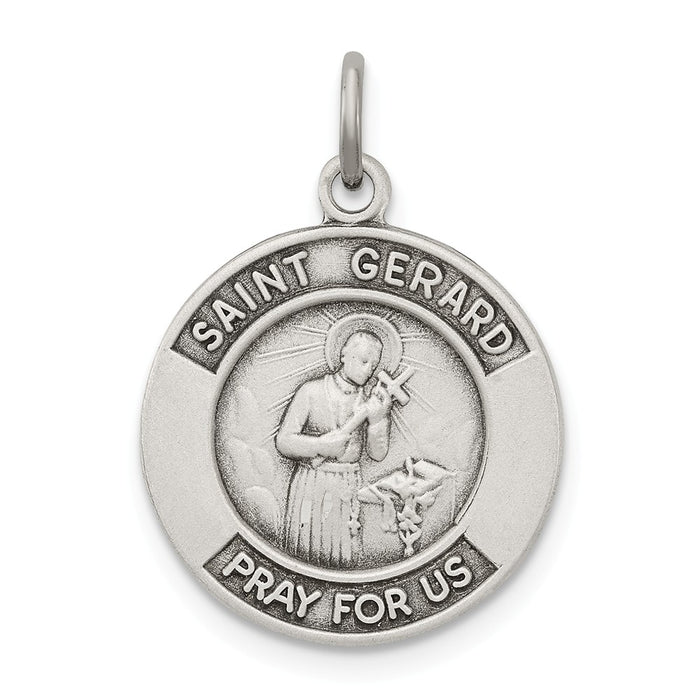Million Charms 925 Sterling Silver Antiqued Religious Saint Gerard Medal Pendant
