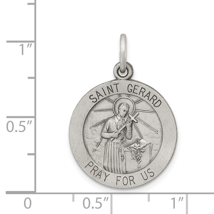 Million Charms 925 Sterling Silver Antiqued Religious Saint Gerard Medal