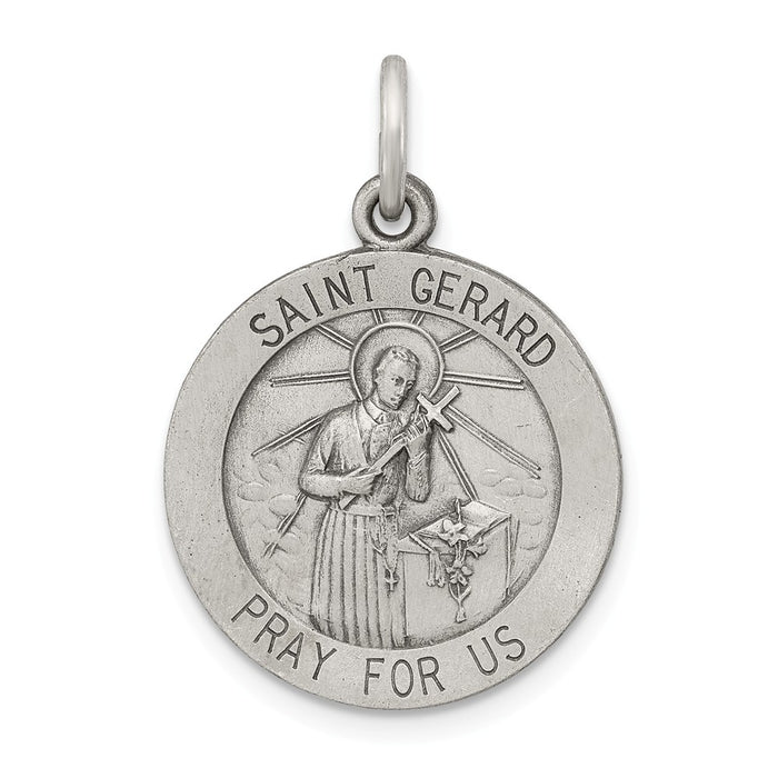 Million Charms 925 Sterling Silver Antiqued Religious Saint Gerard Medal