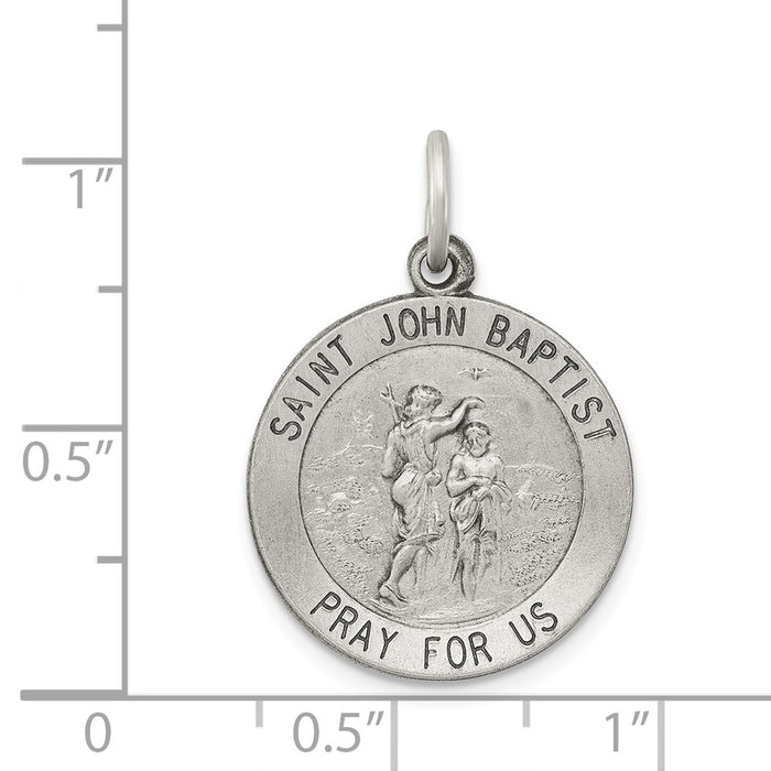 Million Charms 925 Sterling Silver Antiqued Religious Saint John The Baptist Medal