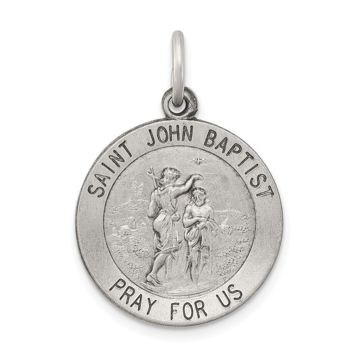 Million Charms 925 Sterling Silver Antiqued Religious Saint John The Baptist Medal