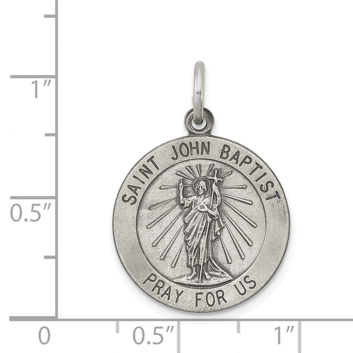 Million Charms 925 Sterling Silver Antiqued Religious Saint John The Baptist Medal