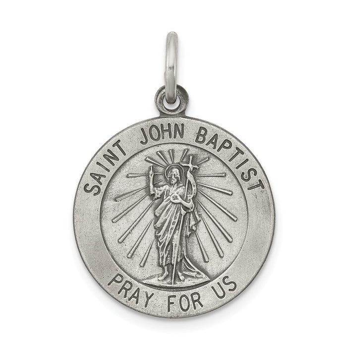 Million Charms 925 Sterling Silver Antiqued Religious Saint John The Baptist Medal