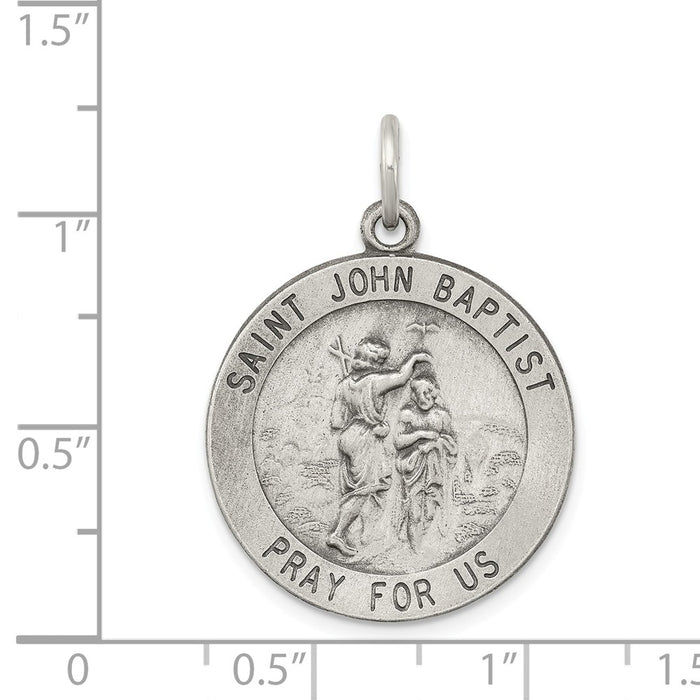 Million Charms 925 Sterling Silver Antiqued Religious Saint John The Baptist Medal