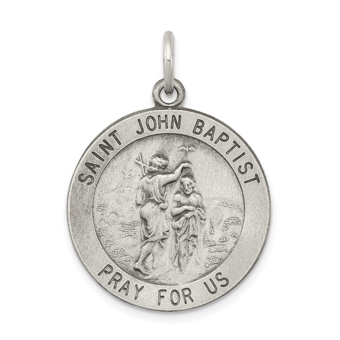 Million Charms 925 Sterling Silver Antiqued Religious Saint John The Baptist Medal