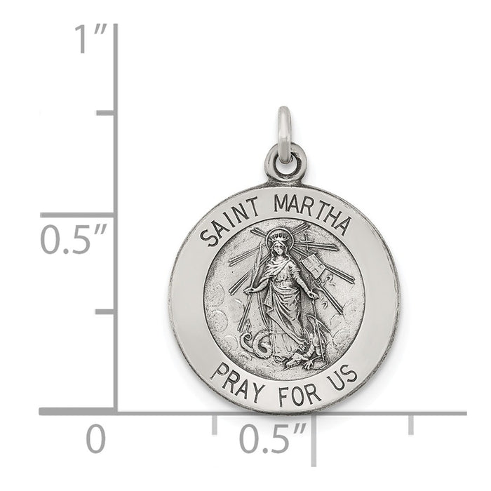 Million Charms 925 Sterling Silver Antiqued Religious Saint Martha Medal