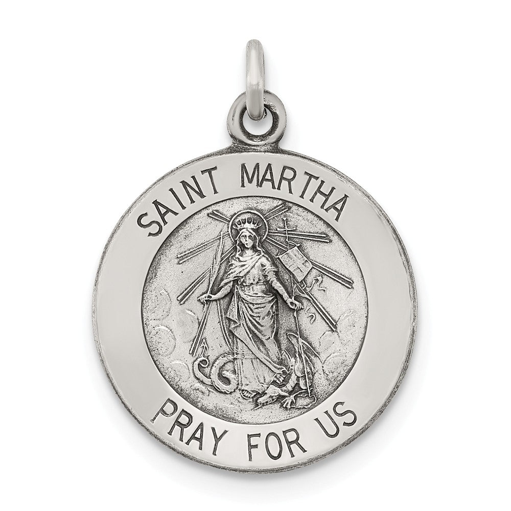 Million Charms 925 Sterling Silver Antiqued Religious Saint Martha Medal