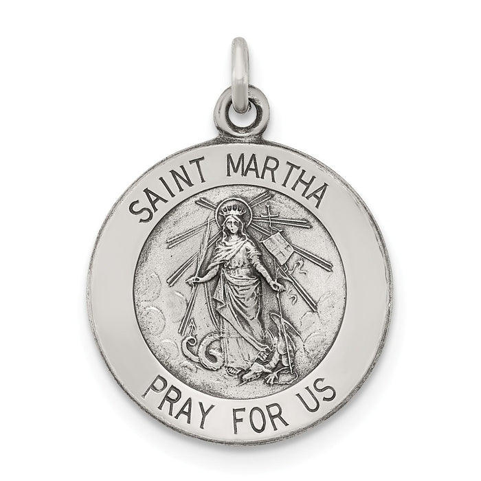 Million Charms 925 Sterling Silver Antiqued Religious Saint Martha Medal