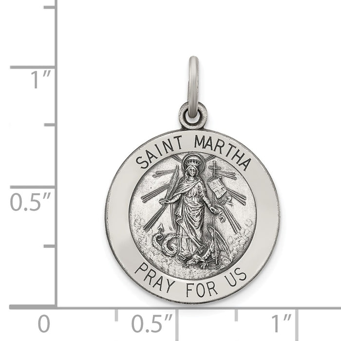 Million Charms 925 Sterling Silver Antiqued Religious Saint Martha Medal