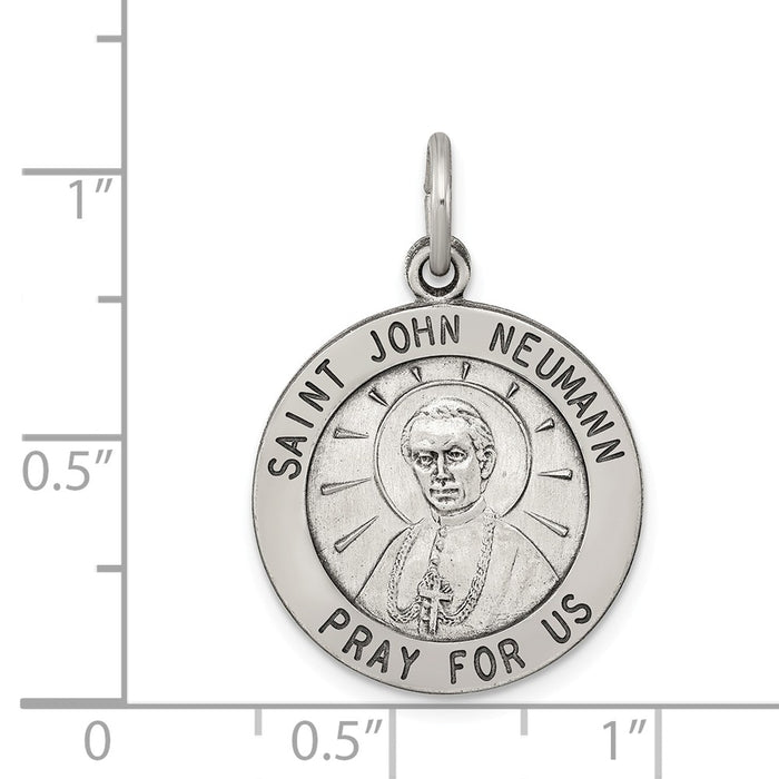 Million Charms 925 Sterling Silver Antiqued Religious Saint John Neumann Medal