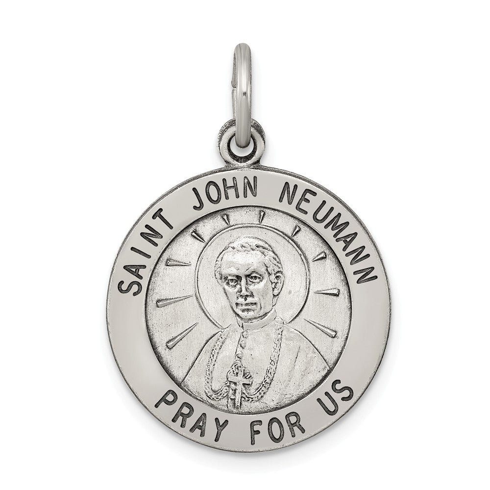 Million Charms 925 Sterling Silver Antiqued Religious Saint John Neumann Medal