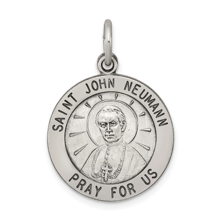 Million Charms 925 Sterling Silver Antiqued Religious Saint John Neumann Medal