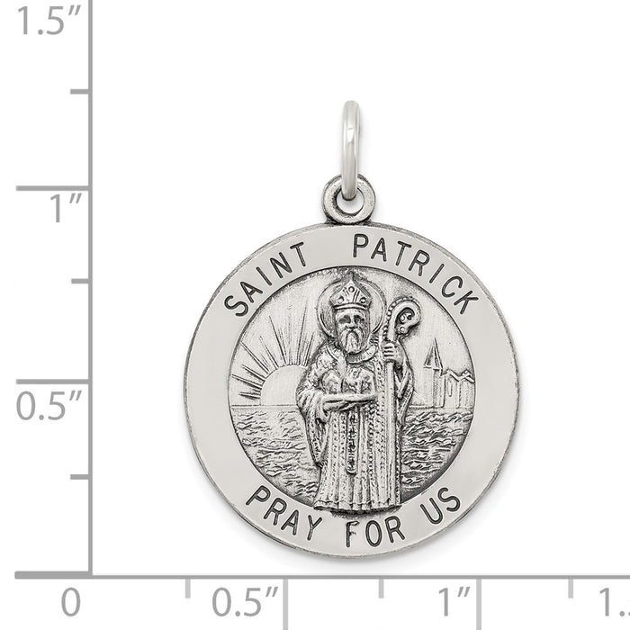 Million Charms 925 Sterling Silver Antiqued Religious Saint Patrick Medal