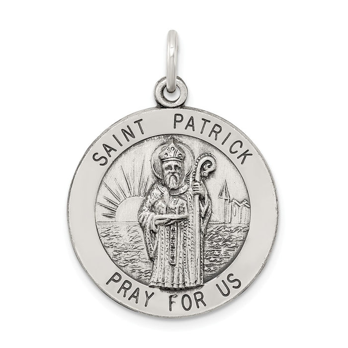 Million Charms 925 Sterling Silver Antiqued Religious Saint Patrick Medal