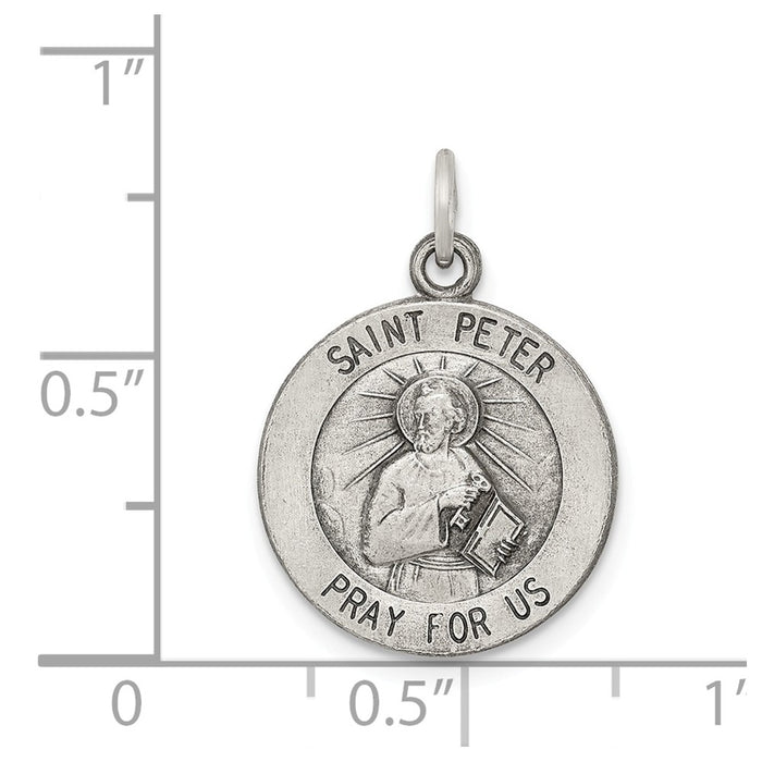 Million Charms 925 Sterling Silver Antiqued Religious Saint Peter Medal