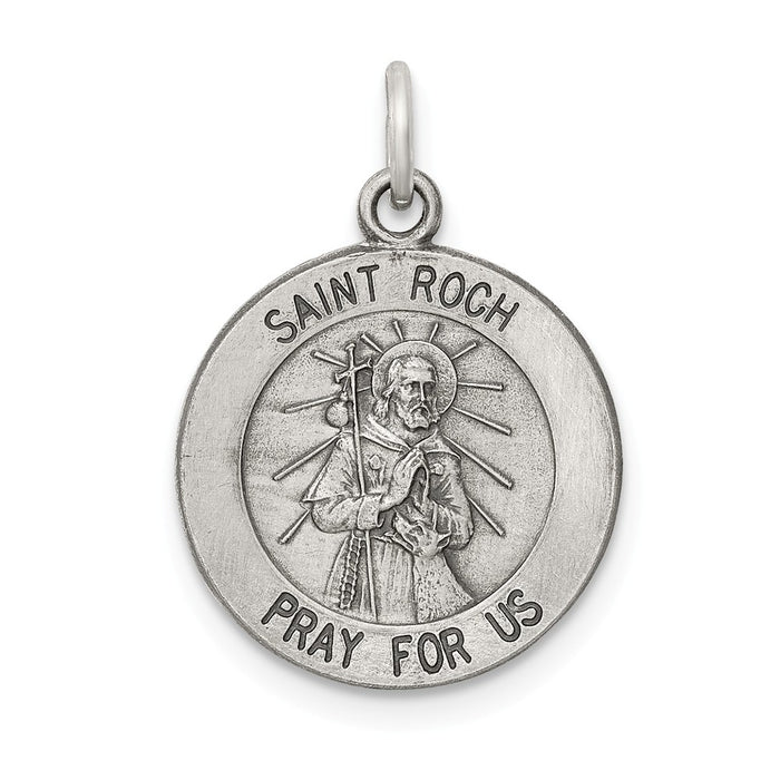 Million Charms 925 Sterling Silver Antiqued Religious Saint Roch Medal