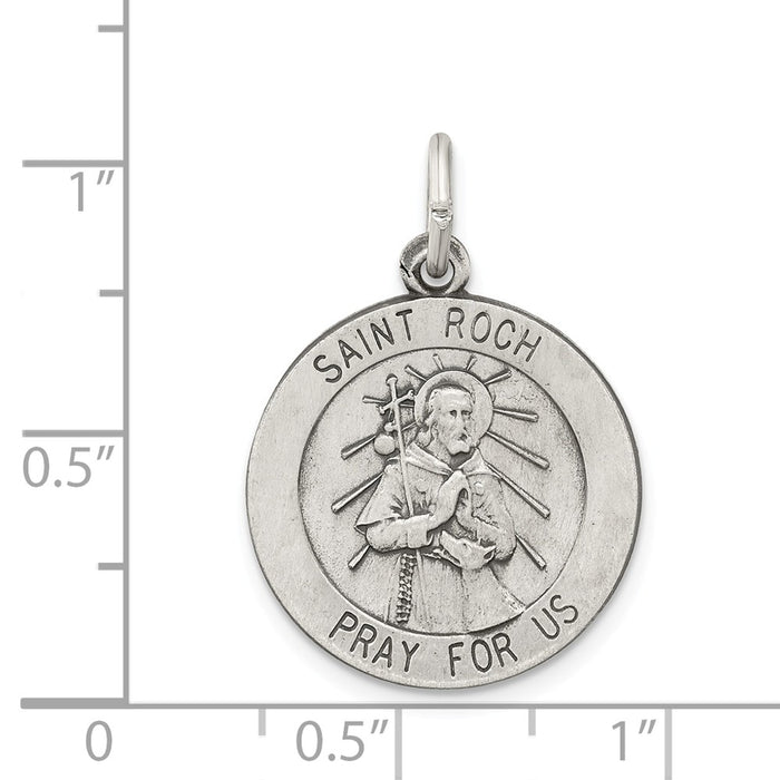 Million Charms 925 Sterling Silver Antiqued Religious Saint Roch Medal