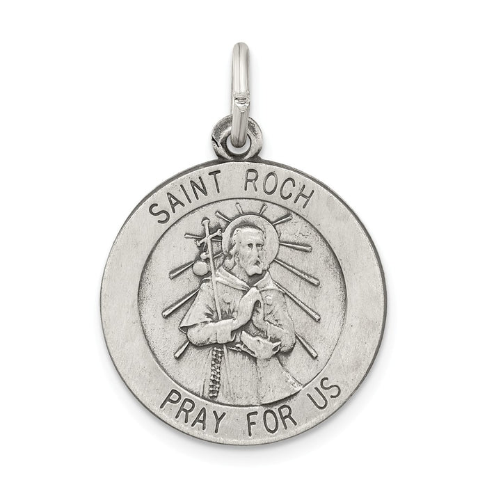 Million Charms 925 Sterling Silver Antiqued Religious Saint Roch Medal