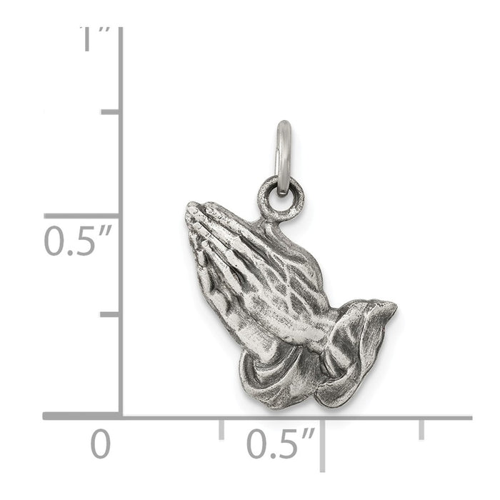 Million Charms 925 Sterling Silver Antiqued Praying Hands Charm