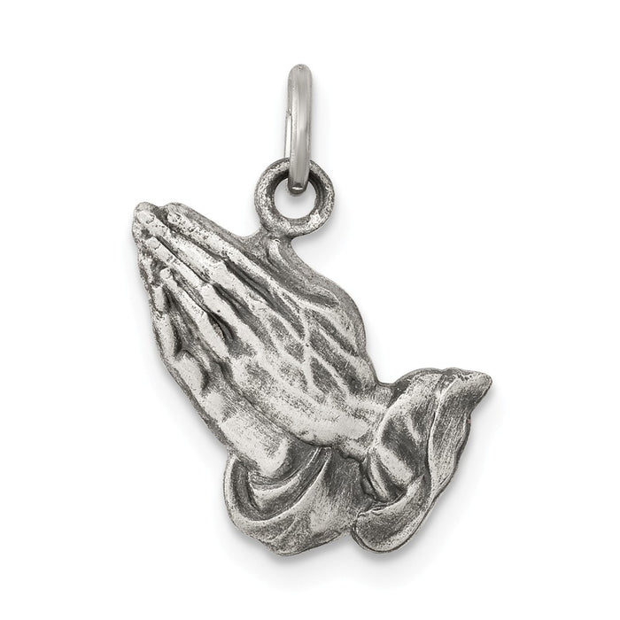 Million Charms 925 Sterling Silver Antiqued Praying Hands Charm