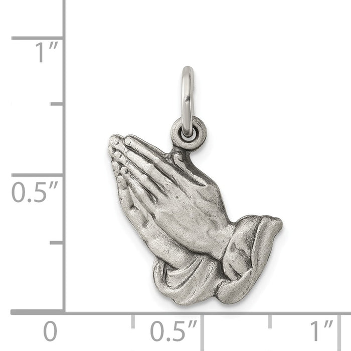 Million Charms 925 Sterling Silver Antiqued Praying Hands Charm