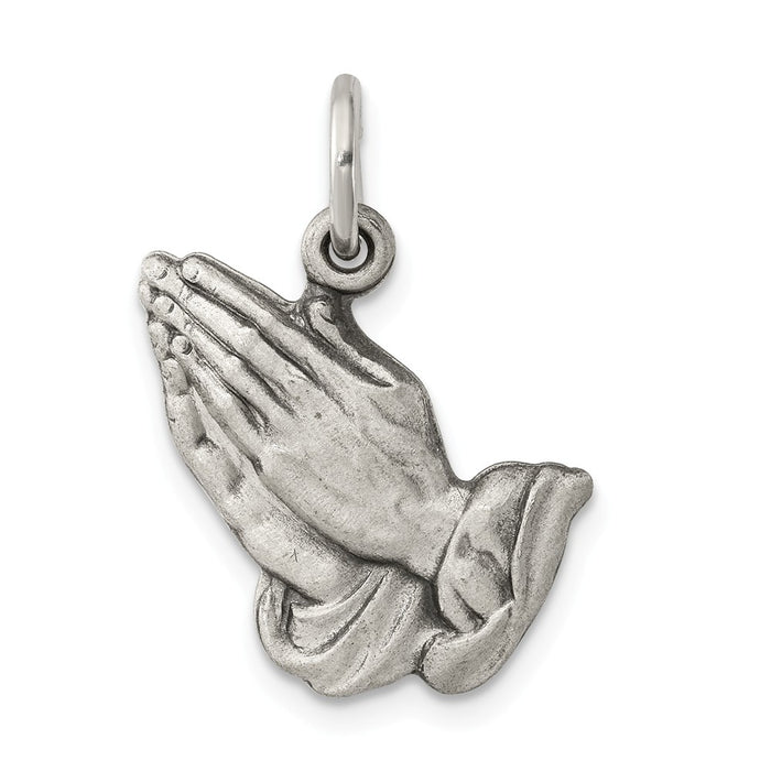 Million Charms 925 Sterling Silver Antiqued Praying Hands Charm