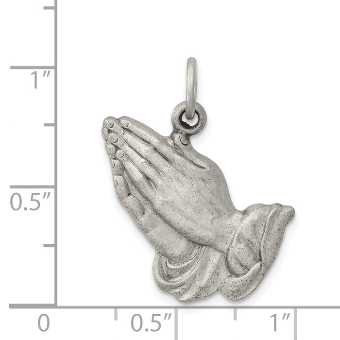 Million Charms 925 Sterling Silver Antiqued Praying Hands Charm